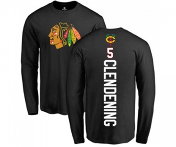 NHL Adidas Chicago Blackhawks #5 Adam Clendening Black Backer Long Sleeve T-Shirt