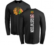 NHL Adidas Chicago Blackhawks #56 Erik Gustafsson Black Backer Long Sleeve T-Shirt