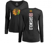 NHL Women Adidas Chicago Blackhawks #00 Clark Griswold Black Backer Long Sleeve T-Shirt