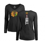 NHL Women Adidas Chicago Blackhawks #1 Glenn Hall Black Backer Long Sleeve T-Shirt