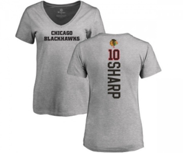 NHL Women Adidas Chicago Blackhawks #10 Patrick Sharp Ash Backer T-Shirt