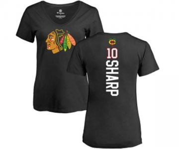 NHL Women Adidas Chicago Blackhawks #10 Patrick Sharp Black Backer T-Shirt