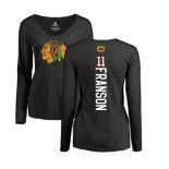 NHL Women Adidas Chicago Blackhawks #11 Cody Franson Black Backer Long Sleeve T-Shirt