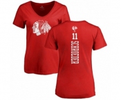 NHL Women Adidas Chicago Blackhawks #11 Jordan Schroeder Red One Color Backer T-Shirt