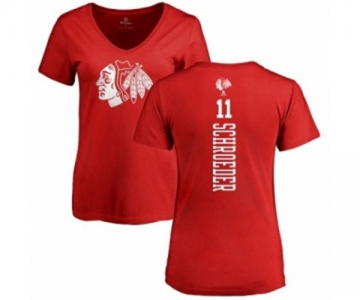 NHL Women Adidas Chicago Blackhawks #11 Jordan Schroeder Red One Color Backer T-Shirt