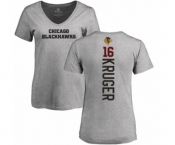 NHL Women Adidas Chicago Blackhawks #16 Marcus Kruger Ash Backer T-Shirt