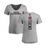 NHL Women Adidas Chicago Blackhawks #19 Jonathan Toews Ash Backer T-Shirt