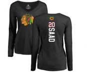 NHL Women Adidas Chicago Blackhawks #20 Brandon Saad Black Backer Long Sleeve T-Shirt