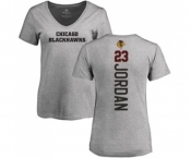 NHL Women Adidas Chicago Blackhawks #23 Michael Jordan Ash Backer T-Shirt