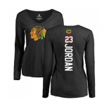 NHL Women Adidas Chicago Blackhawks #23 Michael Jordan Black Backer Long Sleeve T-Shirt