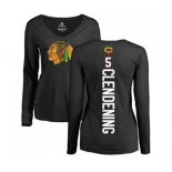 NHL Women Adidas Chicago Blackhawks #5 Adam Clendening Black Backer Long Sleeve T-Shirt