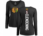 NHL Women Adidas Chicago Blackhawks #5 Adam Clendening Black Backer Long Sleeve T-Shirt