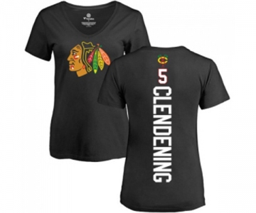 NHL Women Adidas Chicago Blackhawks #5 Adam Clendening Black Backer T-Shirt