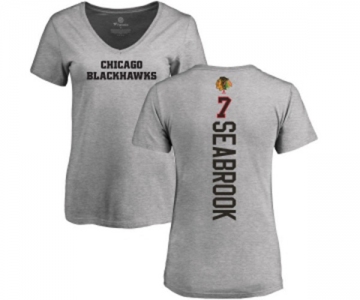 NHL Women Adidas Chicago Blackhawks #7 Brent Seabrook Ash Backer T-Shirt