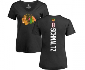 NHL Women Adidas Chicago Blackhawks #8 Nick Schmaltz Black Backer T-Shirt