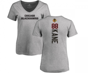 NHL Women Adidas Chicago Blackhawks #88 Patrick Kane Ash Backer T-Shirt