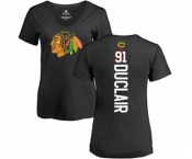 NHL Women Adidas Chicago Blackhawks #91 Anthony Duclair Black Backer T-Shirt