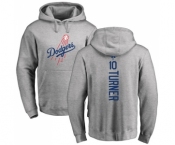 MLB Nike Los Angeles Dodgers #10 Justin Turner Ash Backer Pullover Hoodie