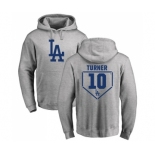 MLB Nike Los Angeles Dodgers #10 Justin Turner Gray RBI Pullover Hoodie