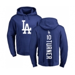 MLB Nike Los Angeles Dodgers #10 Justin Turner Royal Blue Backer Pullover Hoodie