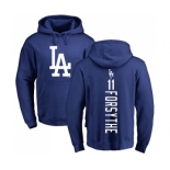 MLB Nike Los Angeles Dodgers #11 Logan Forsythe Royal Blue Backer Pullover Hoodie