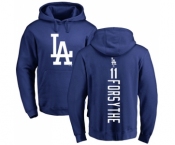 MLB Nike Los Angeles Dodgers #11 Logan Forsythe Royal Blue Backer Pullover Hoodie