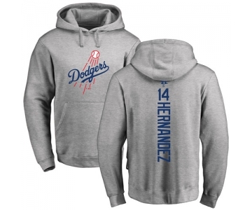 MLB Nike Los Angeles Dodgers #14 Enrique Hernandez Ash Backer Pullover Hoodie