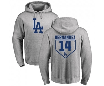 MLB Nike Los Angeles Dodgers #14 Enrique Hernandez Gray RBI Pullover Hoodie