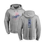 MLB Nike Los Angeles Dodgers #30 Maury Wills Ash Backer Pullover Hoodie