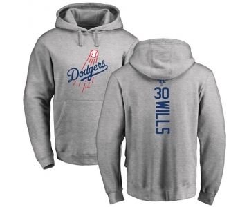 MLB Nike Los Angeles Dodgers #30 Maury Wills Ash Backer Pullover Hoodie