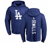 MLB Nike Los Angeles Dodgers #30 Maury Wills Royal Blue Backer Pullover Hoodie