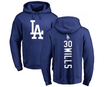 MLB Nike Los Angeles Dodgers #30 Maury Wills Royal Blue Backer Pullover Hoodie