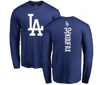 MLB Nike Los Angeles Dodgers #32 Sandy Koufax Royal Blue Backer Long Sleeve T-Shirt