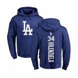 MLB Nike Los Angeles Dodgers #34 Fernando Valenzuela Royal Blue Backer Pullover Hoodie