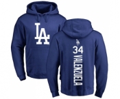 MLB Nike Los Angeles Dodgers #34 Fernando Valenzuela Royal Blue Backer Pullover Hoodie