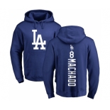 MLB Nike Los Angeles Dodgers #8 Manny Machado Royal Blue Backer Pullover Hoodie