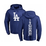 MLB Nike Los Angeles Dodgers #9 Yasmani Grandal Royal Blue Backer Pullover Hoodie