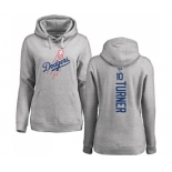 MLB Women's Nike Los Angeles Dodgers #10 Justin Turner Ash Backer Pullover Hoodie