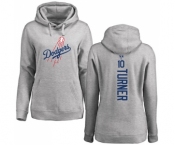 MLB Women's Nike Los Angeles Dodgers #10 Justin Turner Ash Backer Pullover Hoodie