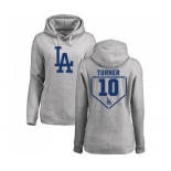 MLB Women's Nike Los Angeles Dodgers #10 Justin Turner Gray RBI Pullover Hoodie