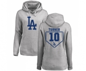 MLB Women's Nike Los Angeles Dodgers #10 Justin Turner Gray RBI Pullover Hoodie