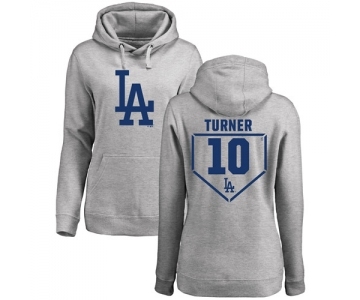 MLB Women's Nike Los Angeles Dodgers #10 Justin Turner Gray RBI Pullover Hoodie