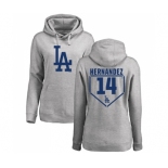 MLB Women's Nike Los Angeles Dodgers #14 Enrique Hernandez Gray RBI Pullover Hoodie