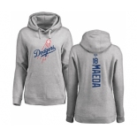 MLB Women's Nike Los Angeles Dodgers #18 Kenta Maeda Ash Backer Pullover Hoodie