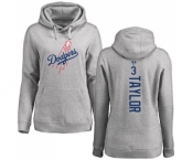 MLB Women's Nike Los Angeles Dodgers #3 Chris Taylor Ash Backer Pullover Hoodie