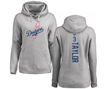 MLB Women's Nike Los Angeles Dodgers #3 Chris Taylor Ash Backer Pullover Hoodie