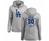 MLB Women's Nike Los Angeles Dodgers #30 Maury Wills Gray RBI Pullover Hoodie