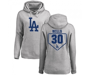 MLB Women's Nike Los Angeles Dodgers #30 Maury Wills Gray RBI Pullover Hoodie