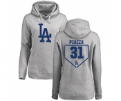 MLB Women's Nike Los Angeles Dodgers #31 Mike Piazza Gray RBI Pullover Hoodie