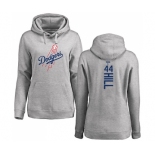 MLB Women's Nike Los Angeles Dodgers #44 Rich Hill Ash Backer Pullover Hoodie